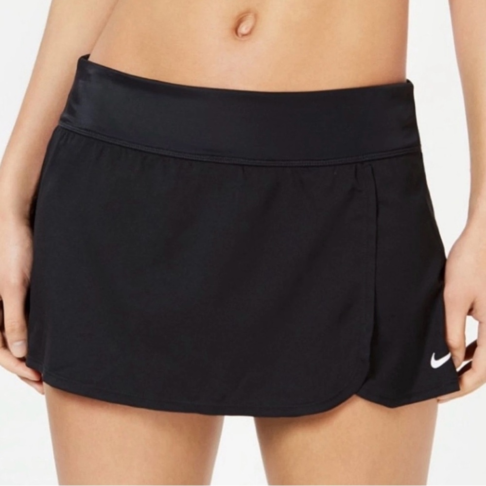 NIKE Swim Board Skirt Black With White Swoosh Swimsuit Pocket Size XL
